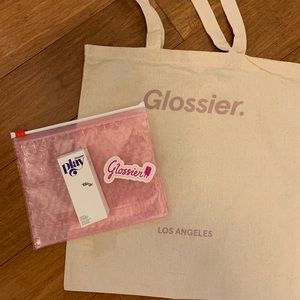 Glossier Los Angeles tote and blade sharpener